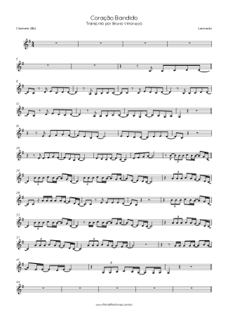 Leonardo Coração Bandido score for Clarinet (Bb)