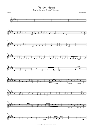 Lionel Richie Tender Heart score for Violin