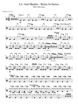 Liv And Maddie Better In Stereo score for Drums