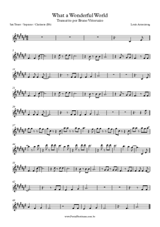 Louis Armstrong What A Wonderful World score for Tenor Saxophone Soprano (Bb)