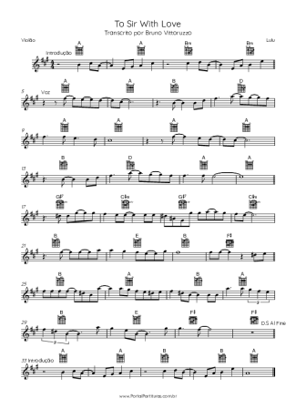 Lulu To Sir With Love score for Acoustic Guitar