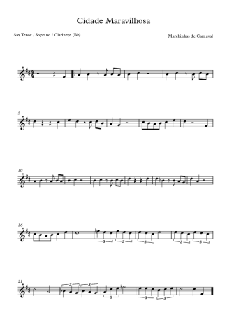 Marchinhas de Carnaval Cidade Maravilhosa score for Clarinet (Bb)