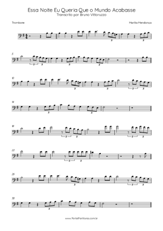 Marília Mendonça Essa Noite Eu Queria Que O Mundo Acabasse score for Trombone