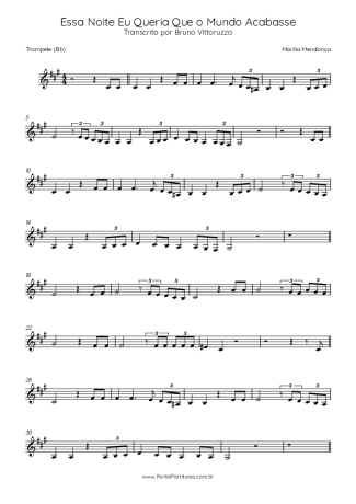 Marília Mendonça Essa Noite Eu Queria Que O Mundo Acabasse score for Trumpet