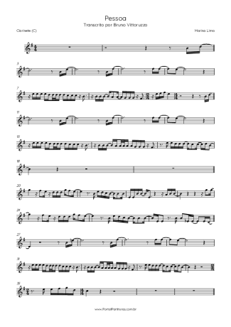 Marina Lima  score for Clarinet (C)