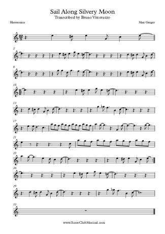 Max Greger Sail Along Silvery Moon score for Harmonica