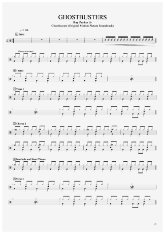 Movie Soundtracks (Temas de Filmes) Ghostbusters score for Drums