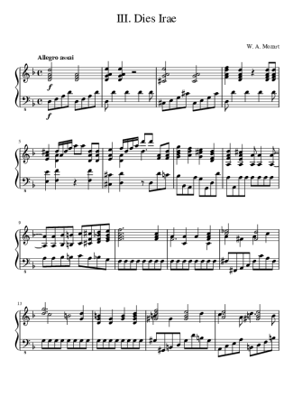 Mozart  score for Piano
