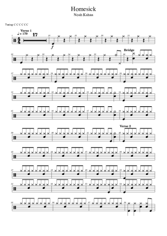 Noah Kahan Homesick score for Drums
