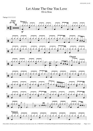 Olivia Dean Let Alone The One You Love score for Drums