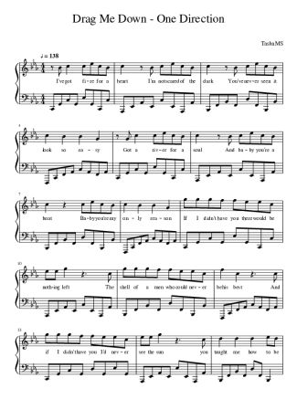 One Direction Drag Me Down score for Piano