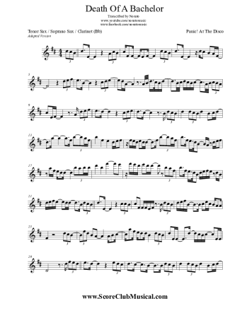 Panic! At The Disco  score for Tenor Saxophone Soprano (Bb)