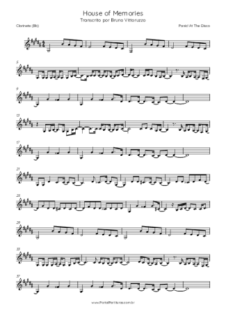 Panic! At The Disco  score for Clarinet (Bb)