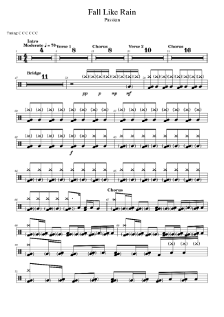 Passion feat. Rachel Halbach Fall Like Rain score for Drums