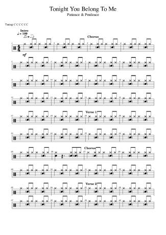 Patience & Prudence Tonight You Belong To Me score for Drums