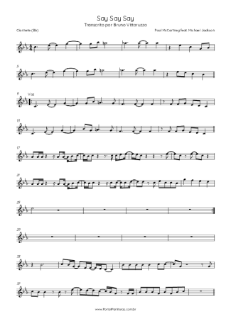 Paul McCartney Say Say Say (feat. Michael Jackson) score for Clarinet (Bb)