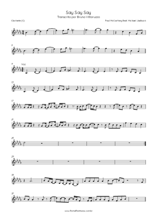 Paul McCartney Say Say Say (feat. Michael Jackson) score for Clarinet (C)