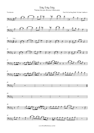 Paul McCartney Say Say Say (feat. Michael Jackson) score for Trombone