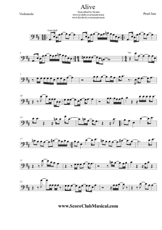 Pearl Jam Alive score for Cello