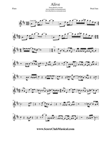 Pearl Jam Alive score for Flute