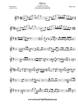 Pearl Jam Alive score for Harmonica