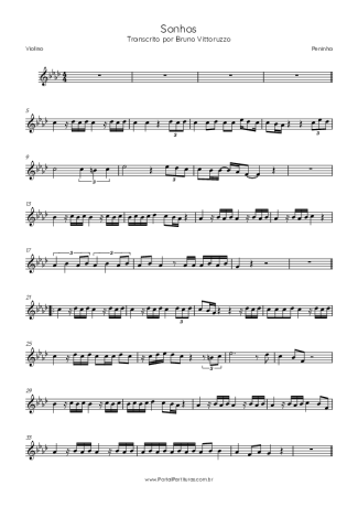 Peninha Sonhos score for Violin