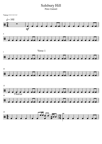 Peter Gabriel Solsbury Hill score for Drums