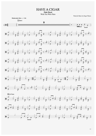 Pink Floyd Have A Cigar score for Drums