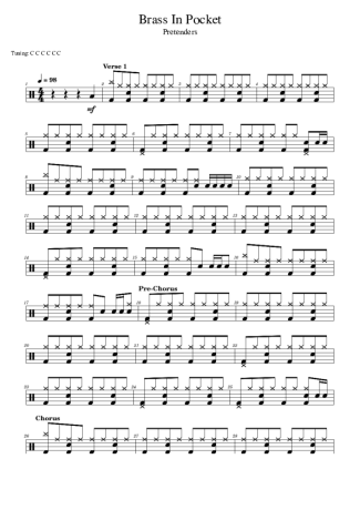 Pretenders Brass In Pocket score for Drums