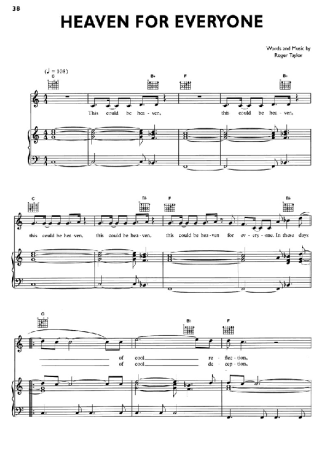 Queen Heaven For Everyone score for Piano