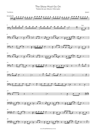Queen The Show Must Go On score for Trombone
