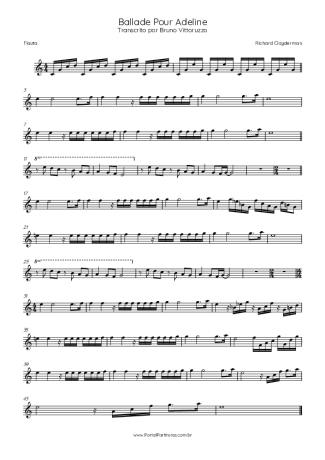 Richard Clayderman Ballade Pour Adeline score for Flute
