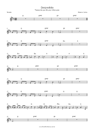 Roberto Carlos Despedida score for Keyboard