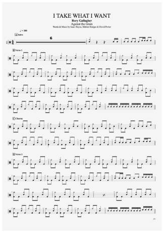 Rory Gallagher I Take What I Want score for Drums