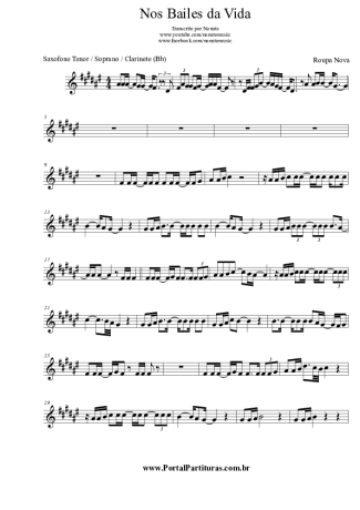 Roupa Nova  score for Clarinet (Bb)