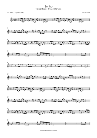 Roupa Nova Sonho score for Tenor Saxophone Soprano (Bb)