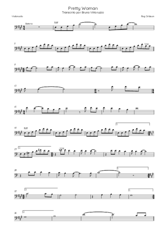 Roy Orbison Oh Pretty Woman score for Cello
