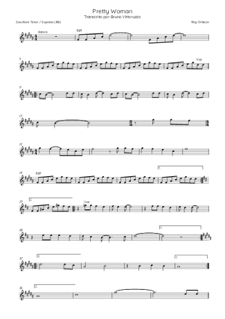 Roy Orbison Oh Pretty Woman score for Tenor Saxophone Soprano (Bb)