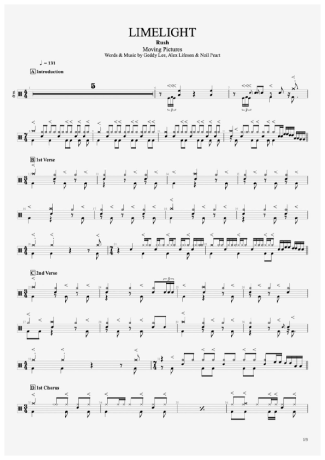 Rush Limelight score for Drums