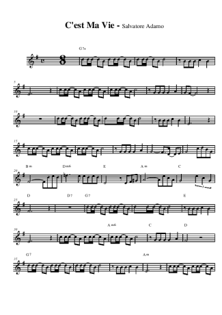 Salvatore Adamo C´est Ma Vie score for Alto Saxophone