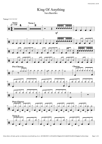 Sara Bareilles  score for Drums