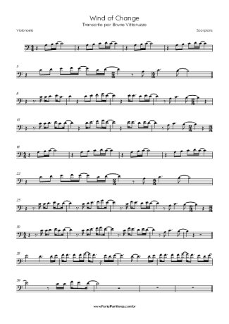 Scorpions Wind Of Change score for Cello