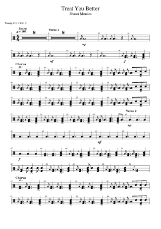 Shawn Mendes Treat You Better score for Drums