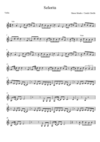 Shawn Mendes and Camila Cabello Señorita score for Violin