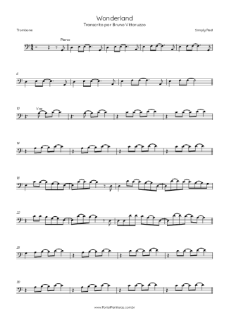 Simply Red Wonderland score for Trombone