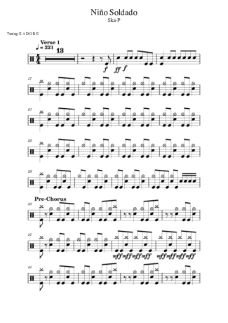 Ska P Niño Soldado score for Drums