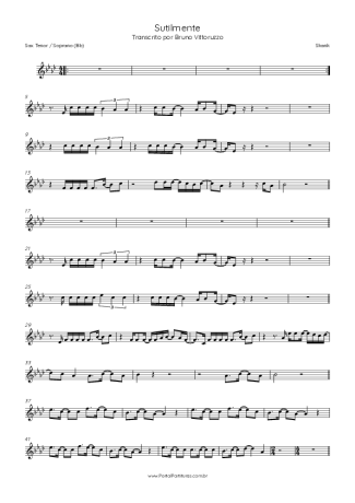 Skank Sutilmente score for Tenor Saxophone Soprano (Bb)