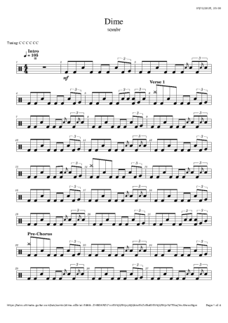 Sombr  score for Drums