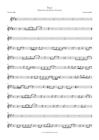 Spandau Ballet  score for Clarinet (Bb)
