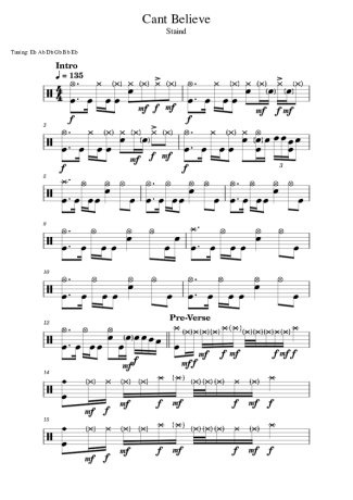 Staind  score for Drums